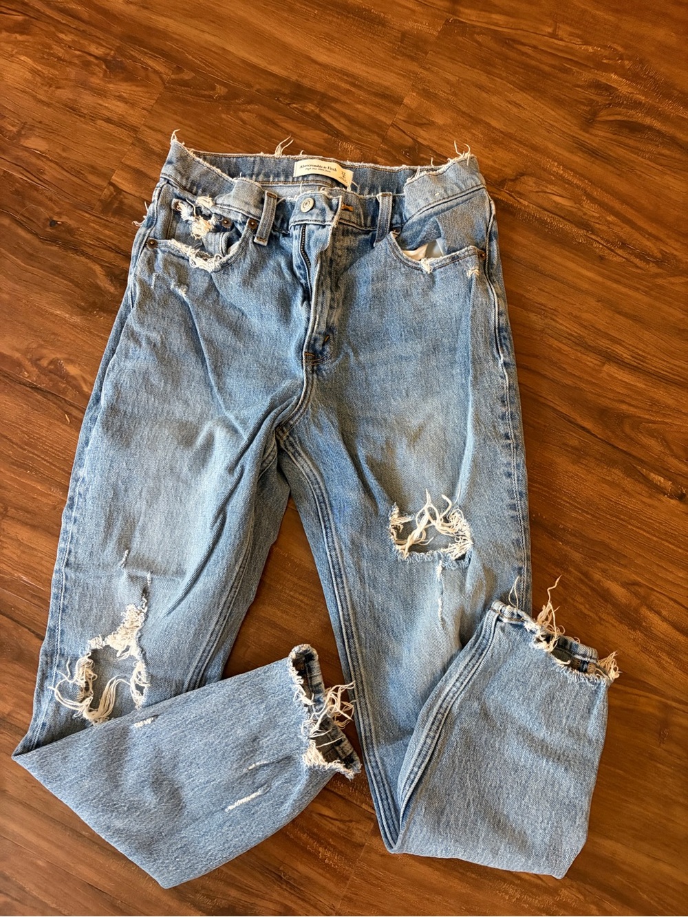 Abercrombie & Fitch Light Blue Distressed Boyfriend Jeans